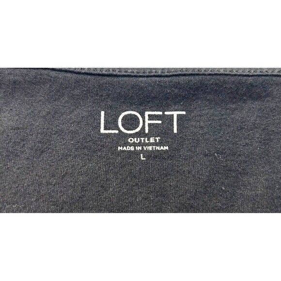 Ann Taylor Loft Outlet Women's Size L Sleeveless Cami Tank Black Silver Stripes - Picture 4 of 8